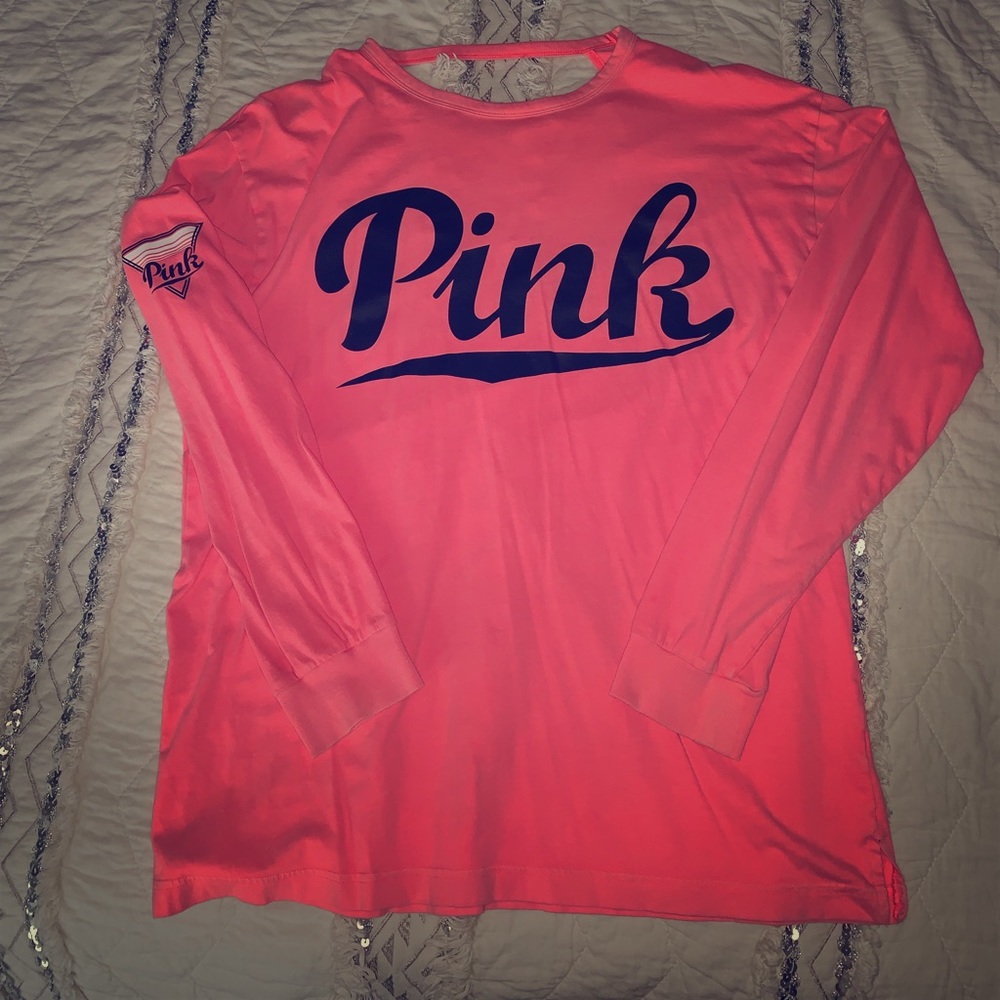 PINK cut out back long sleeve tee